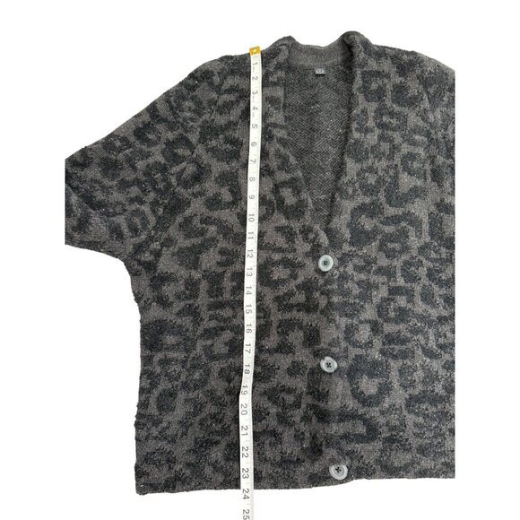 Lululemon Jacquard Cardigan Knit Leopard Graphite Grey Black Merino Wool XS - Picture 9 of 11